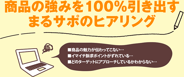 商品の強みを100%引き出すまるサポのヒアリング