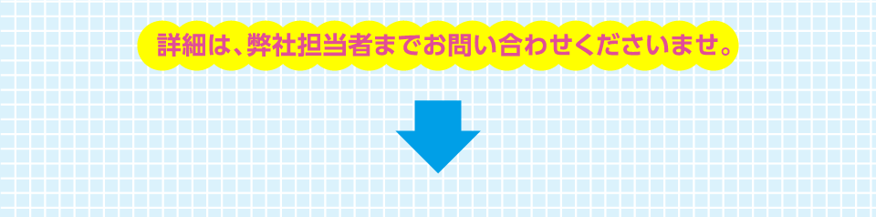 詳細は、弊社担当者までお問い合わせくださいませ。