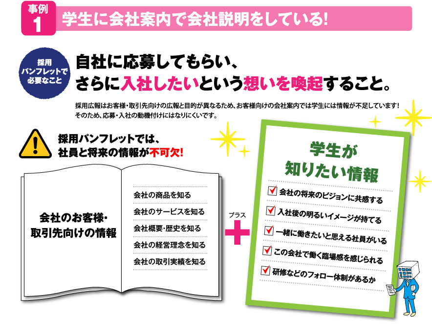 学生に会社案内で会社説明をしている！